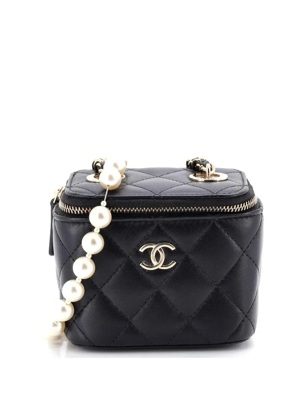 Chanel Vanity Case With Pearl Chain #251818C25B